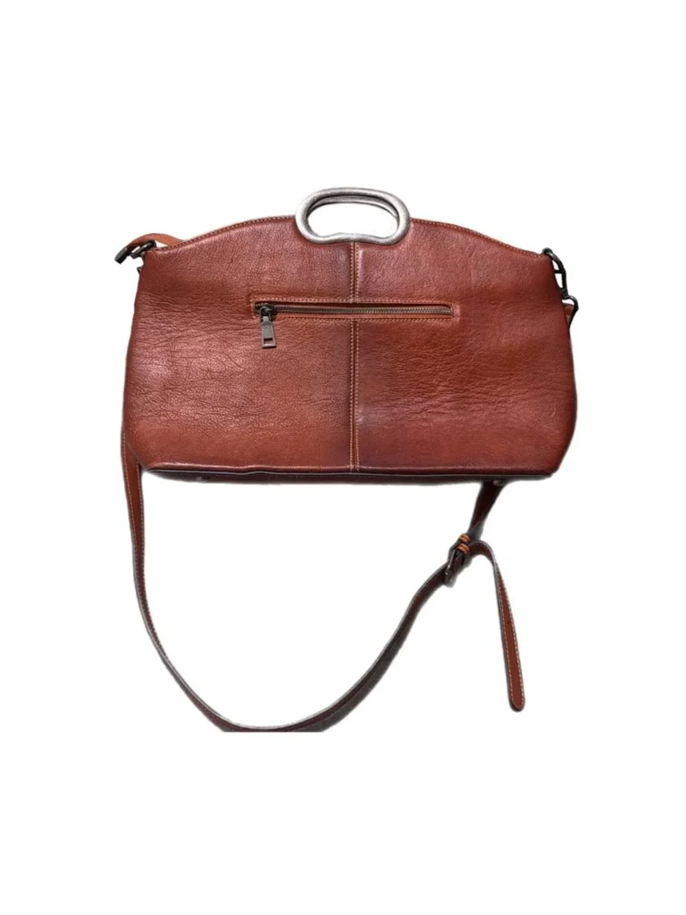 Genuine Leather Bag Brown Satchel Crossbody Tooled Western Folk Art Boho Rustic